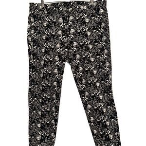 Skies The Limit Size 18 Womens Pants Floral Pull On Slim Stretch Black Casual